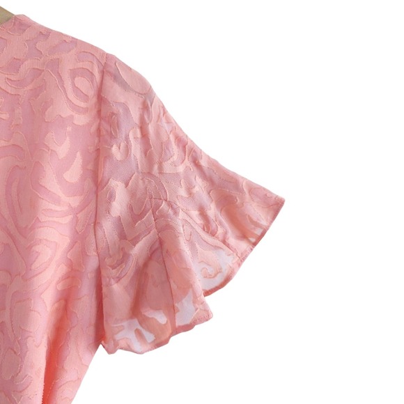 Tanya Taylor Women's Bianka II Silk Blend Mini Wrap Dress in Melon Pink Size 2 - Picture 10 of 14